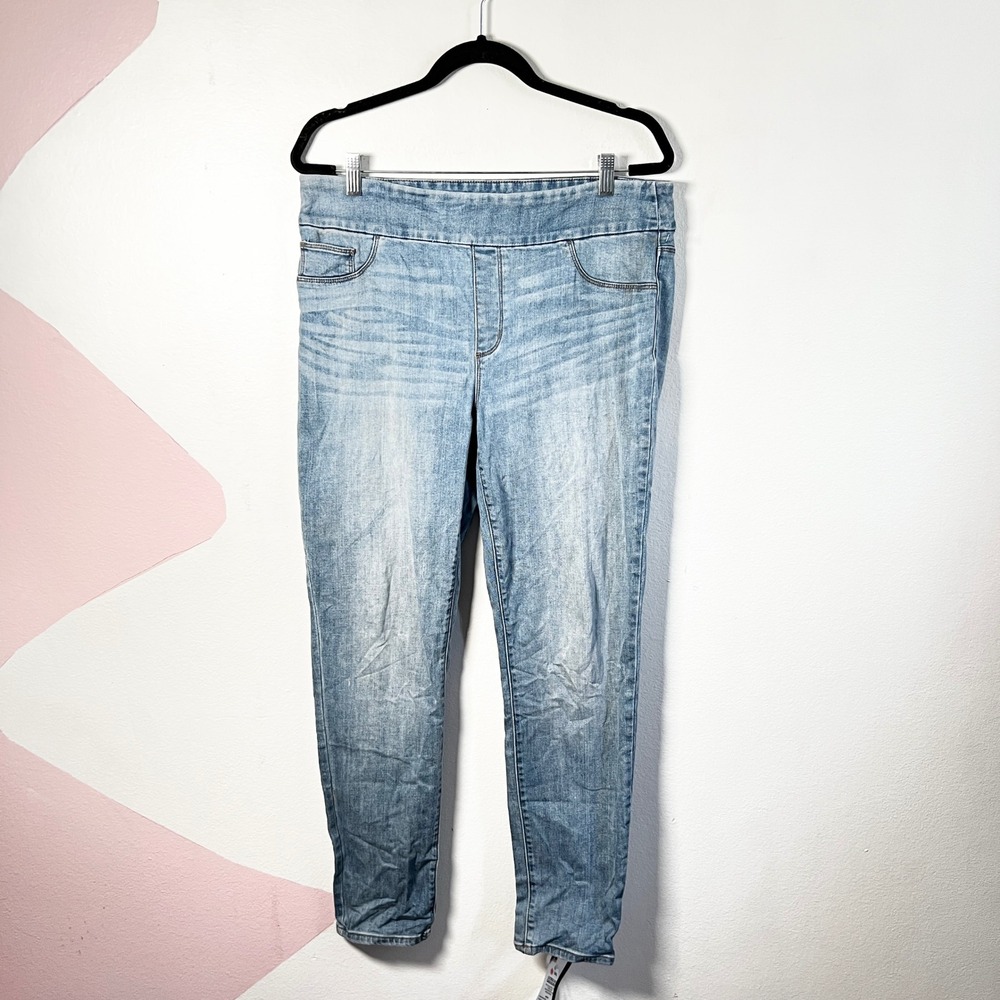 Chico's Pull On Ankle Jeggings Jeans Light Wash Size 10R Stretch Back‎ Pockets